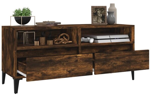 Füstös tölgy színű szerelt fa TV-szekrény 100x34,5x44,5 cm