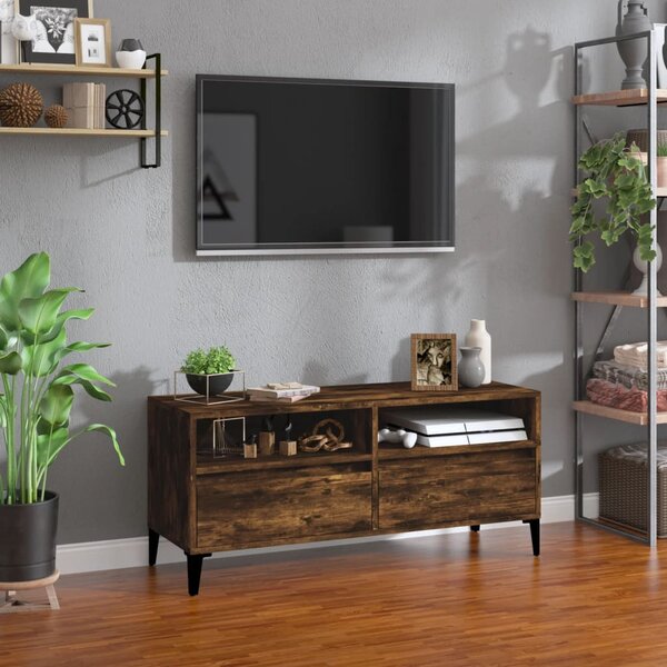Füstös tölgy színű szerelt fa TV-szekrény 100x34,5x44,5 cm