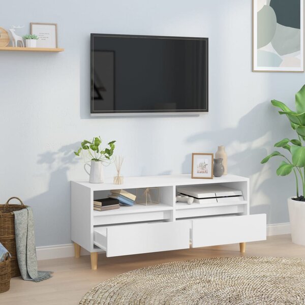 Fehér szerelt fa TV-szekrény 100x34,5x44,5 cm