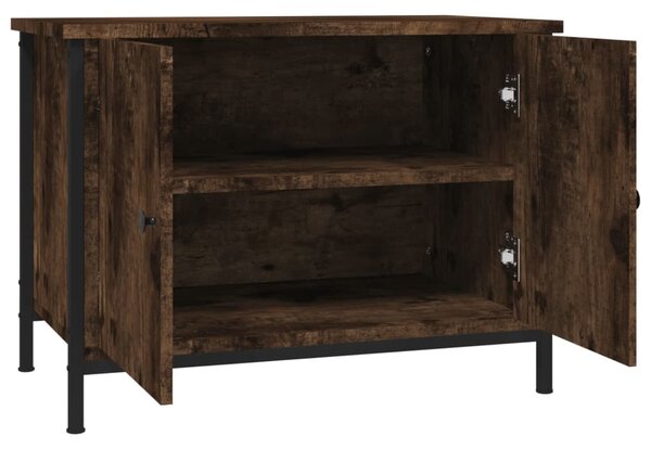 Füstös tölgy színű szerelt fa TV-szekrény ajtókkal 60x35x45 cm