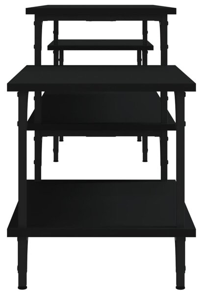 Fekete szerelt fa TV-szekrény 197x35x52 cm