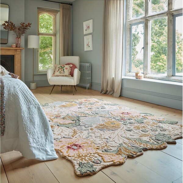 Világos rózsaszín kézi szövésű gyapjú szőnyeg 120x170 cm Daphne Shaped Floral – Flair Rugs