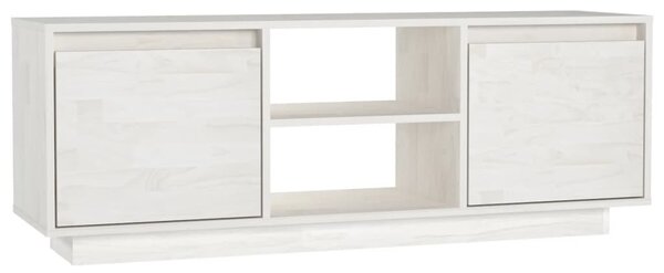 Fehér tömör fenyőfa TV-szekrény 110 x 30 x 40 cm