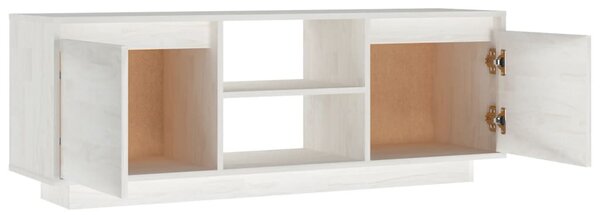 Fehér tömör fenyőfa TV-szekrény 110 x 30 x 40 cm