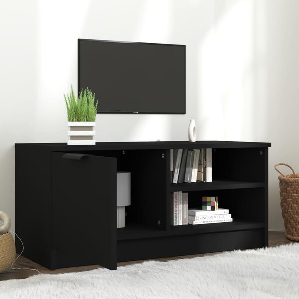 Fekete szerelt fa TV-szekrény 80 x 35 x 36,5 cm