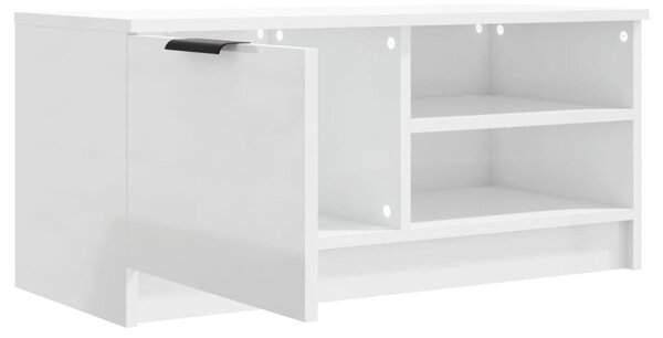 Fehér magasfényű szerelt fa TV-szekrény 80x35x36,5 cm