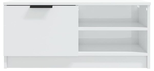 Fehér magasfényű szerelt fa TV-szekrény 80x35x36,5 cm