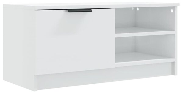 Fehér magasfényű szerelt fa TV-szekrény 80x35x36,5 cm