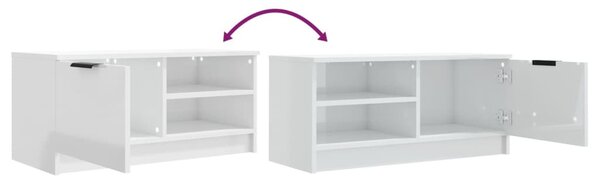Fehér magasfényű szerelt fa TV-szekrény 80x35x36,5 cm