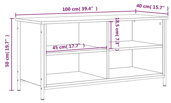 Füstös tölgy színű szerelt fa TV-szekrény 100x40x50 cm