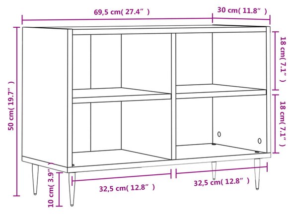 Szürke sonoma színű szerelt fa TV-szekrény 69,5 x 30 x 50 cm