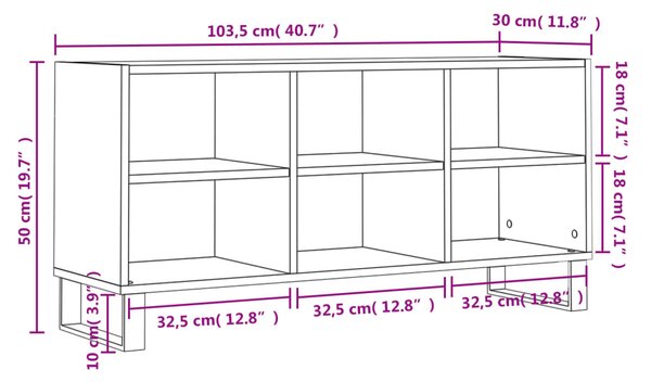 Betonszürke szerelt fa TV-szekrény 103,5x30x50 cm