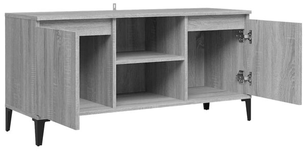 Szürke sonoma színű TV-szekrény fémlábakkal 103,5 x 35 x 50 cm