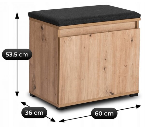 VENORA cipősszekrény 60 cm, artisan tölgy/grafit