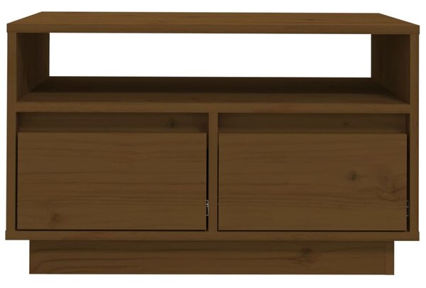 Mézbarna tömör fenyőfa TV-szekrény 60x35x37 cm