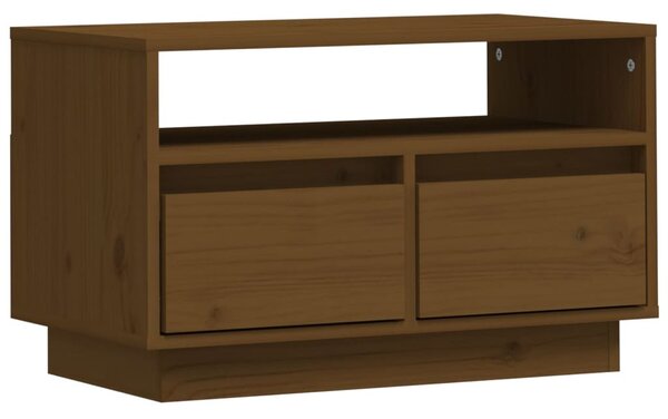 Mézbarna tömör fenyőfa TV-szekrény 60x35x37 cm