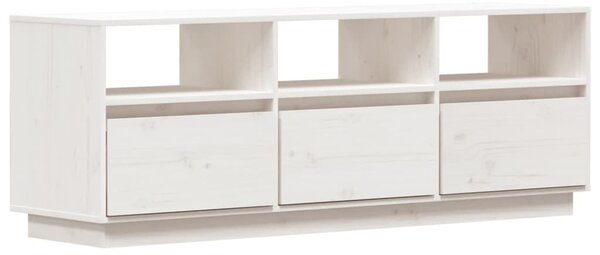 Fehér tömör fenyőfa TV-szekrény 140x37x50 cm
