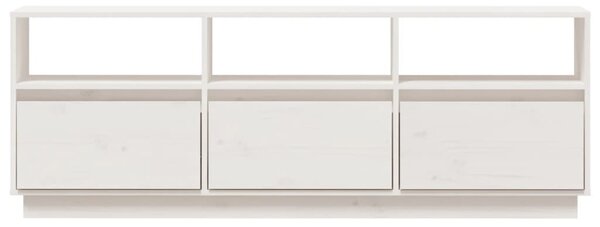 Fehér tömör fenyőfa TV-szekrény 140x37x50 cm