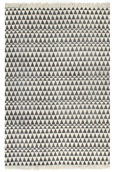 VidaXL fekete/fehér mintás kilim pamutszőnyeg 120 x 180 cm