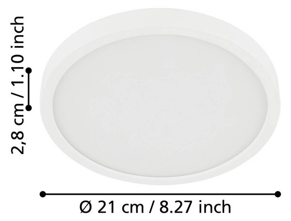 EGLO LED mennyezeti lámpa Fueva 5 IP44 3000K fehér Ø21cm, Fehér / opál, Fürdőszoba, fém