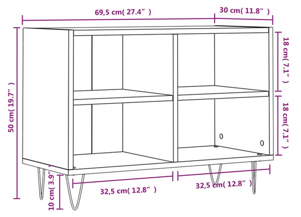 Betonszürke szerelt fa TV-szekrény 69,5x30x50 cm