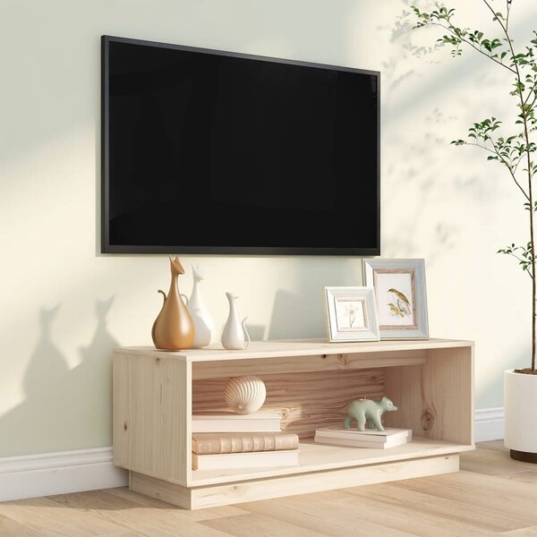 Tömör fenyőfa TV-szekrény 90x35x35 cm
