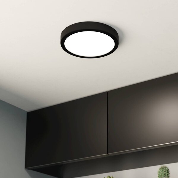 EGLO LED mennyezeti lámpa Fueva 5 IP44 3000K fekete Ø21cm, Fekete, Fürdőszoba, fém