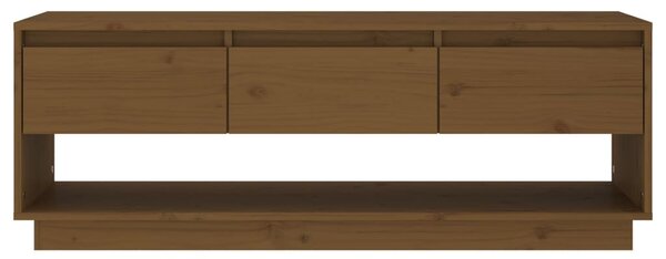 Mézbarna tömör fenyőfa TV-szekrény 110,5x34x40 cm