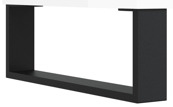 Magasfényű fehér szerelt fa cipősszekrény 102x36x60 cm