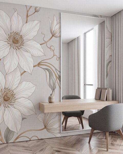 Fotótapéta Elegáns fehér növényi virágok finom ágakkal, Fotótapéta egyedi, w10099 : Uwalls.hu