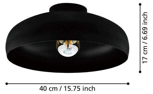 EGLO Mogano mennyezeti lámpa, Ø 40 cm, fekete, acél, dimmelhető, Fekete, Nappali / Étkező, fém, Modern