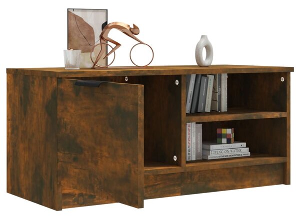 Füstös tölgyszínű szerelt fa TV-szekrény 80 x 35 x 36,5 cm