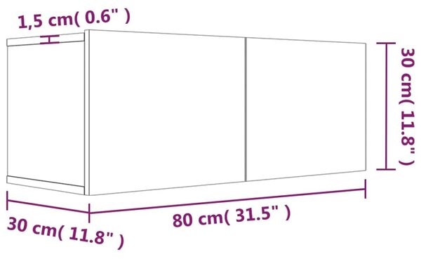 Füstös tölgy színű szerelt fa TV-szekrény 80 x 30 x 30 cm