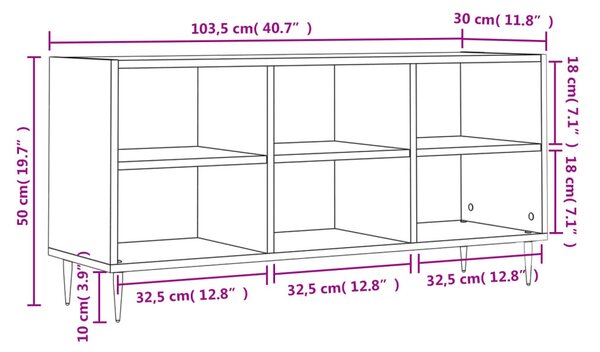 Sonoma tölgy színű szerelt fa TV-szekrény 103,5x30x50 cm