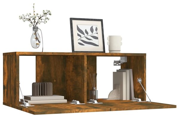 Füstös tölgy színű szerelt fa TV-szekrény 80 x 30 x 30 cm