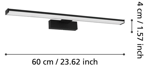 EGLO LED fali lámpa Pandella 1, 60 cm hosszú, fekete, alumínium, Fekete, Fürdőszoba, Alumínium, Modern