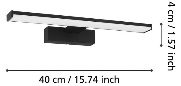 EGLO LED fali lámpa Pandella 1, hossza 40 cm, fekete, alumínium, Fekete, Fürdőszoba, Alumínium, Modern