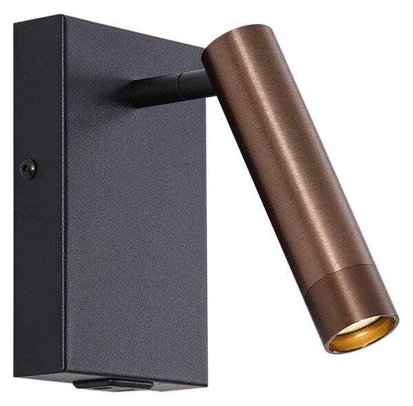 Modern fekete fali lámpa sötét bronz állítható USB-C-vel - Croft