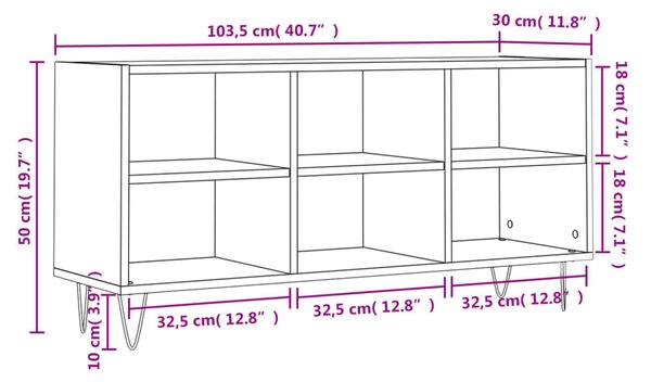 Sonoma tölgy színű szerelt fa TV-szekrény 103,5x30x50 cm