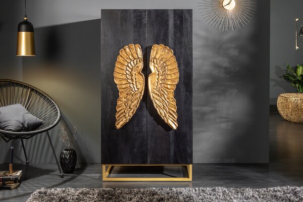 Komód ANGEL 70 cm - fekete, arany