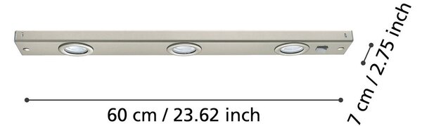 EGLO Kob LED pult alatti lámpa kapcsolóval, matt nikkel, Alu / szürke / cink, Konyha, fém, Modern