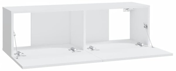 2 db fehér szerelt fa fali TV-szekrény 100 x 30 x 30 cm