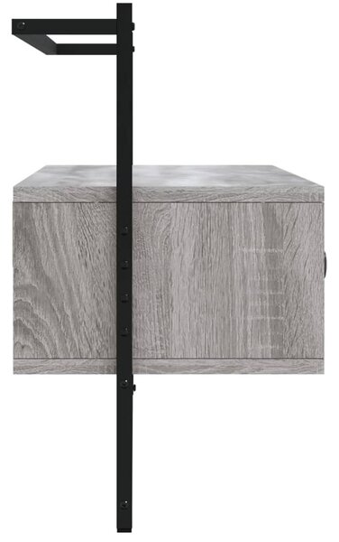 Szürke sonoma színű szerelt fa fali TV szekrény 100,5x30x51 cm