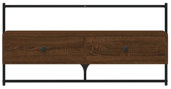 Barna tölgyszínű szerelt fa fali TV szekrény 100,5 x 30 x 51 cm
