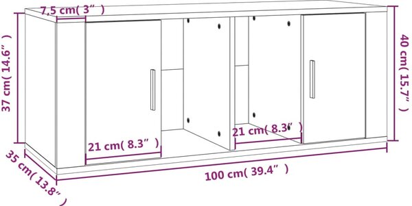 Fehér magasfényű szerelt fa TV-szekrény 100x35x40 cm