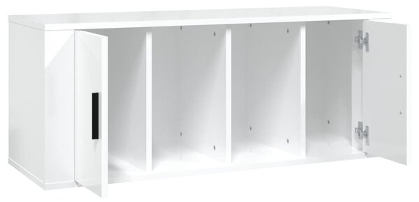 Fehér magasfényű szerelt fa TV-szekrény 100x35x40 cm