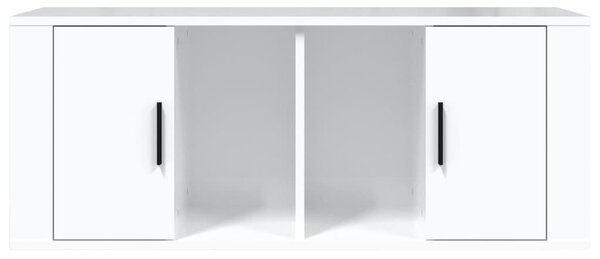 Fehér magasfényű szerelt fa TV-szekrény 100x35x40 cm