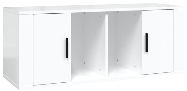 Fehér magasfényű szerelt fa TV-szekrény 100x35x40 cm