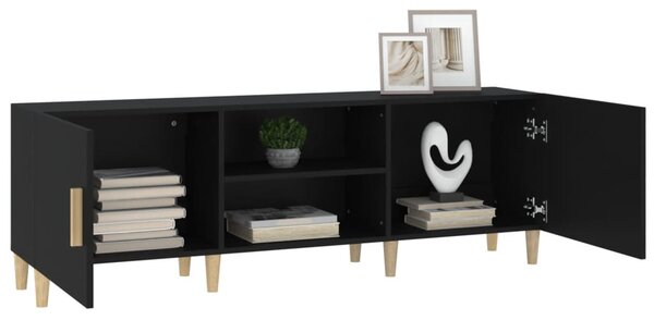 Fekete szerelt fa TV-szekrény 150 x 30 x 50 cm