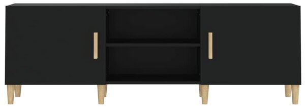 Fekete szerelt fa TV-szekrény 150 x 30 x 50 cm